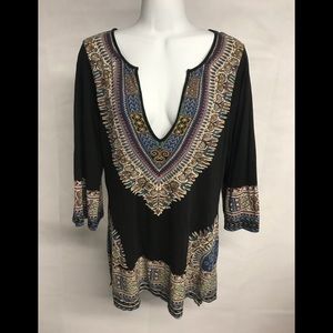 Lucky Brand Womens Black Boho Tunic Top Medium